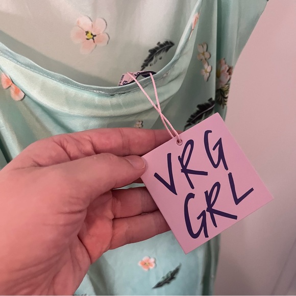 NWT VRG GRL Mint Green Floral Slip Dress Midi Adjustable Spaghetti Strap 8 - Picture 6 of 12